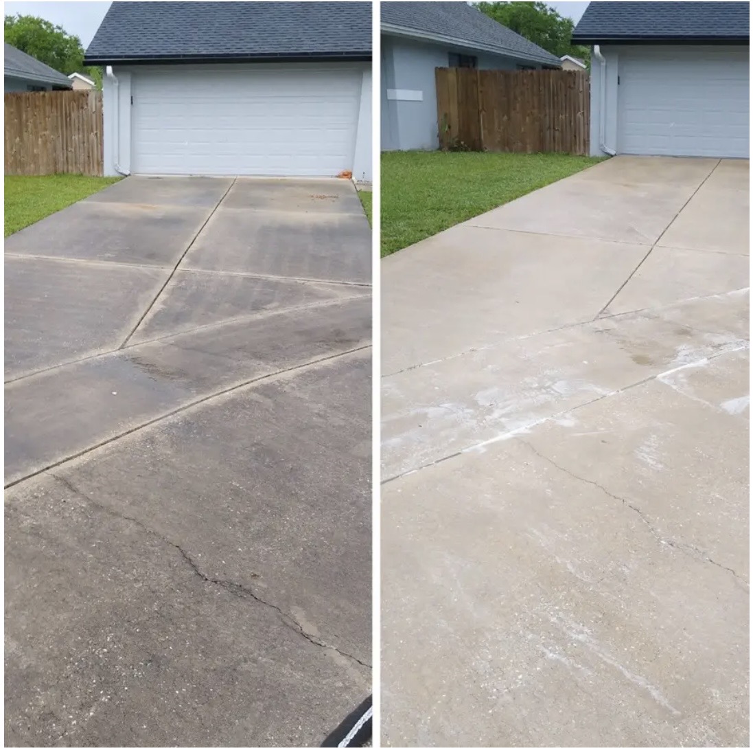 Soft-wash spray cleaning residential siding